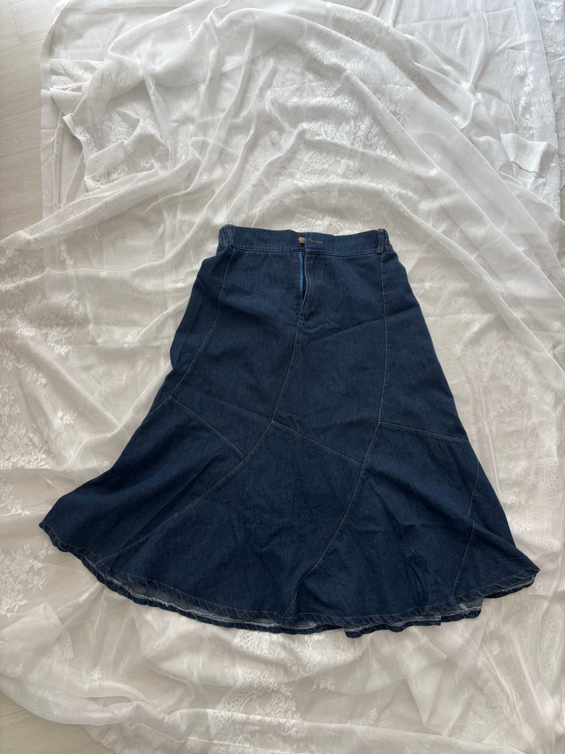 빈티지 절개 미디 데님 스커트 상품이미지1