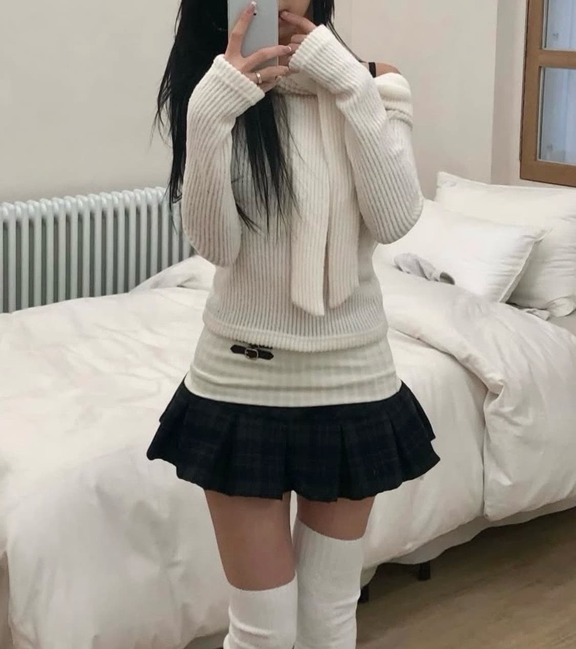 포어링 밴딩 미니 체크스커트 상품이미지2