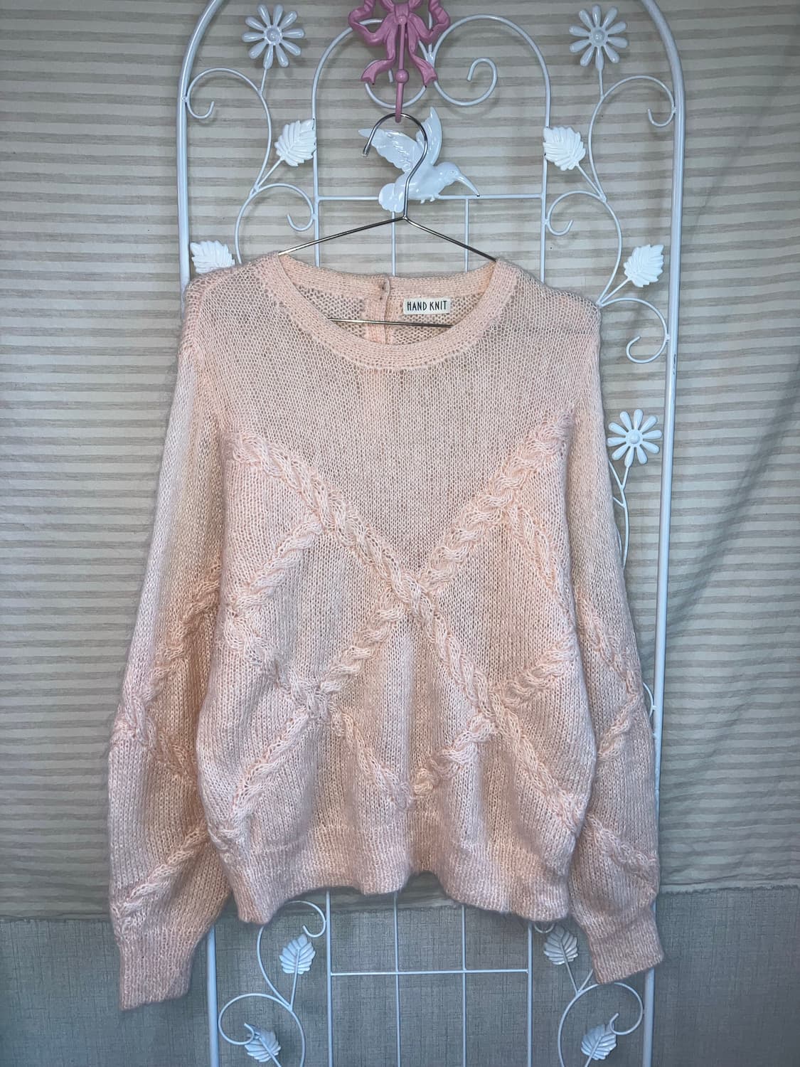 빈티지 베이비핑크 꽈배기 니트 y2k 스트릿 갸루 펑키 상품이미지4