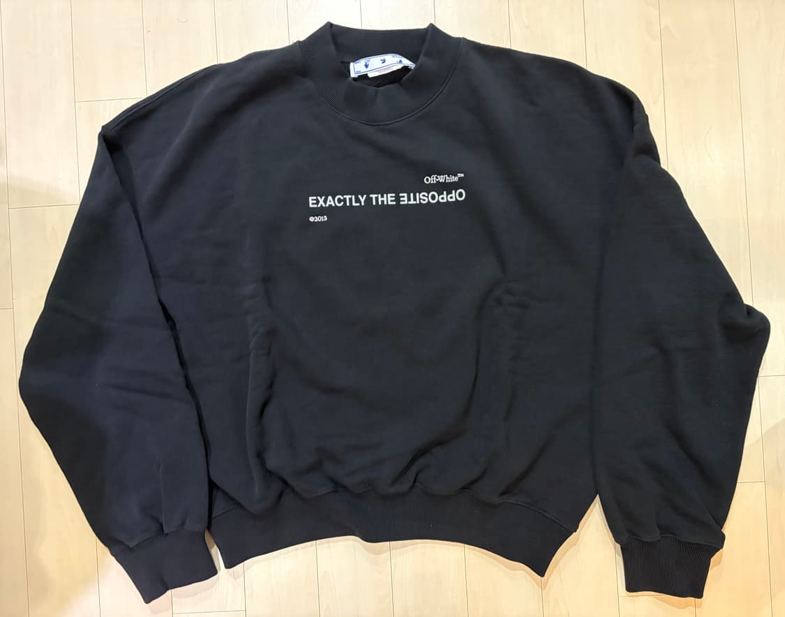 오프화이트 슬로건 프린트 맨투맨 블랙 L 새상품 상품이미지2