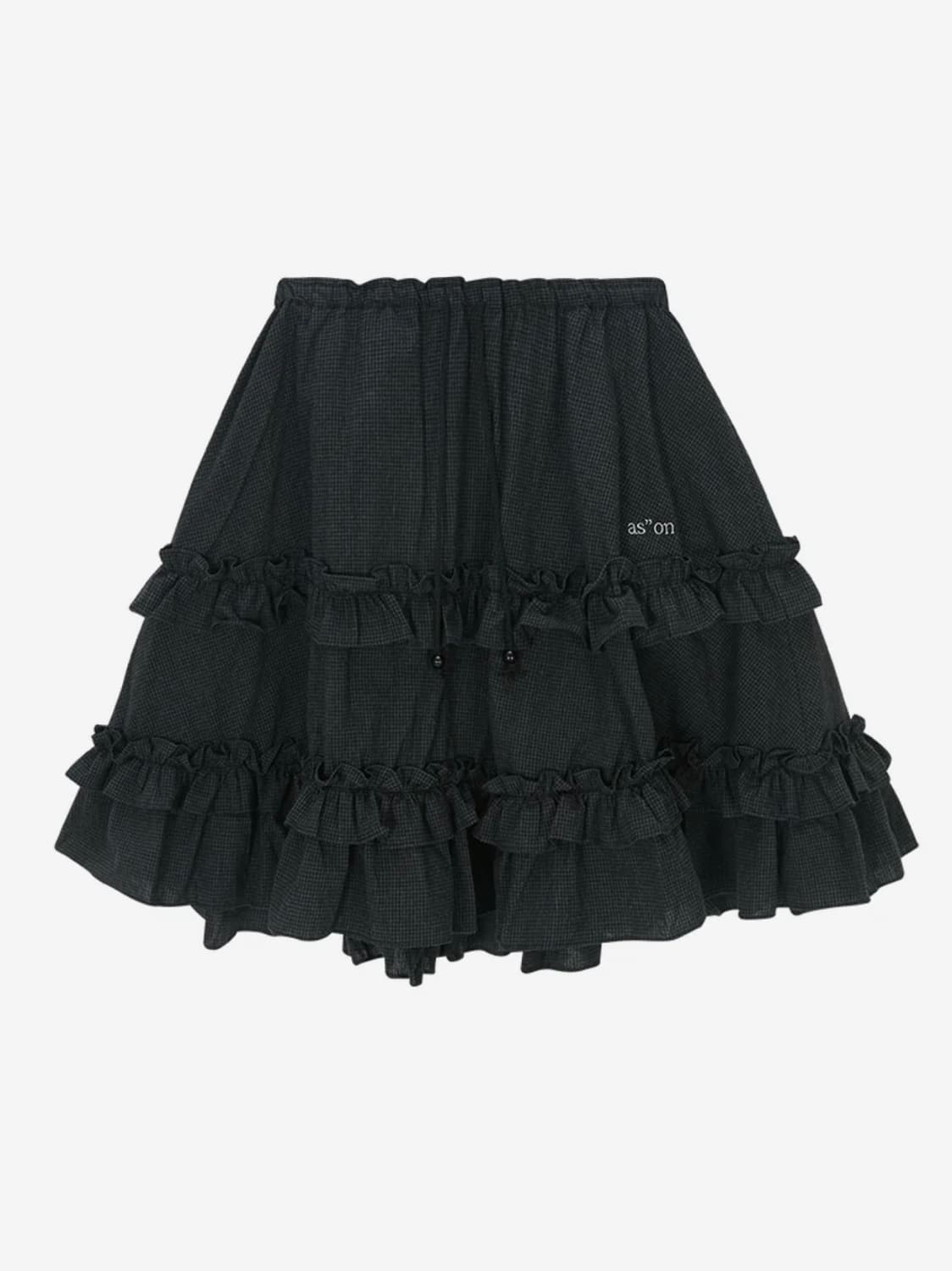 애즈온 CHECK KANGKANG MIDI SKIRT / BLACK 상품이미지1