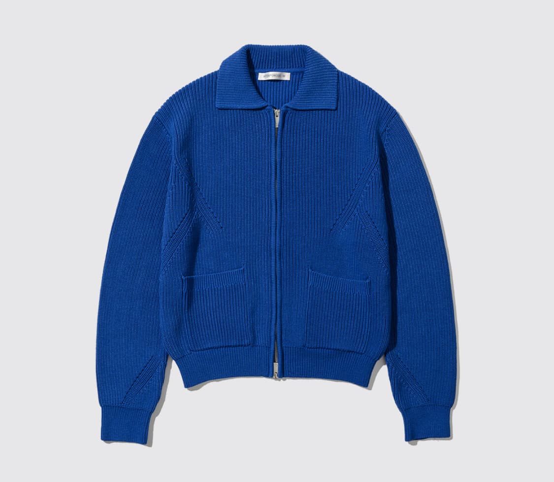 [XL] 인템포무드 모노톤 풀 집업 니트 블루 상품이미지1