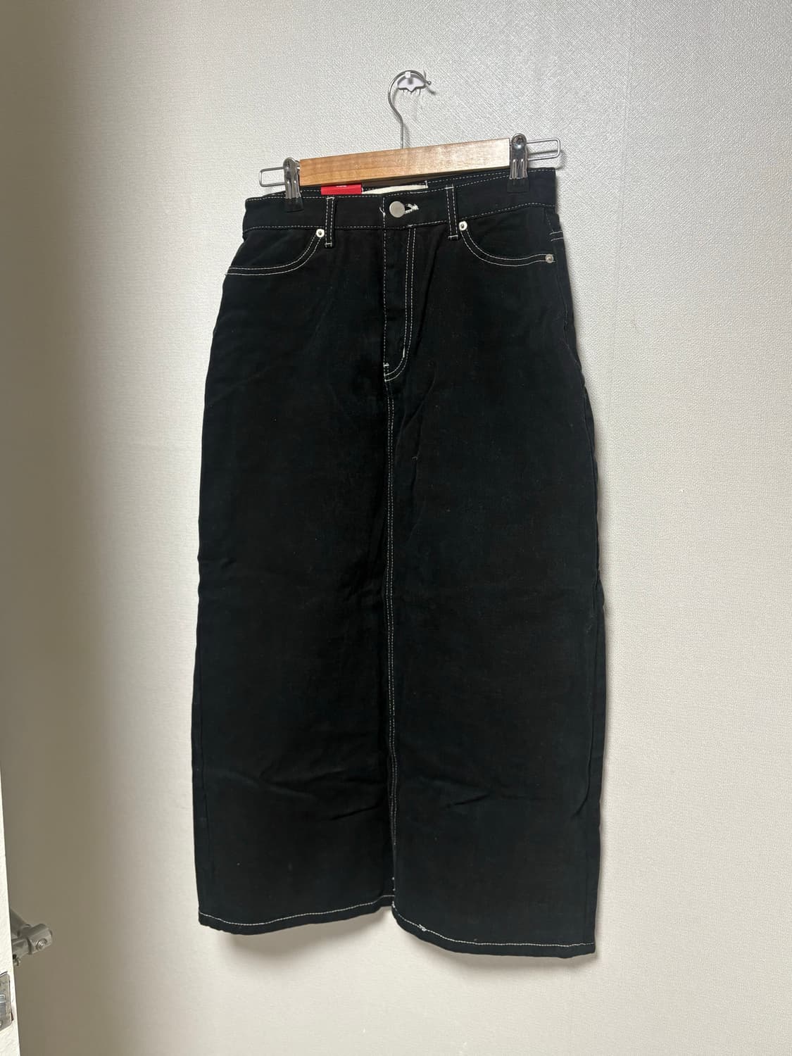 미사용)도매텍 OOTJ 스티치 롱스커트 블랙스커트 기모스커트 상품이미지4