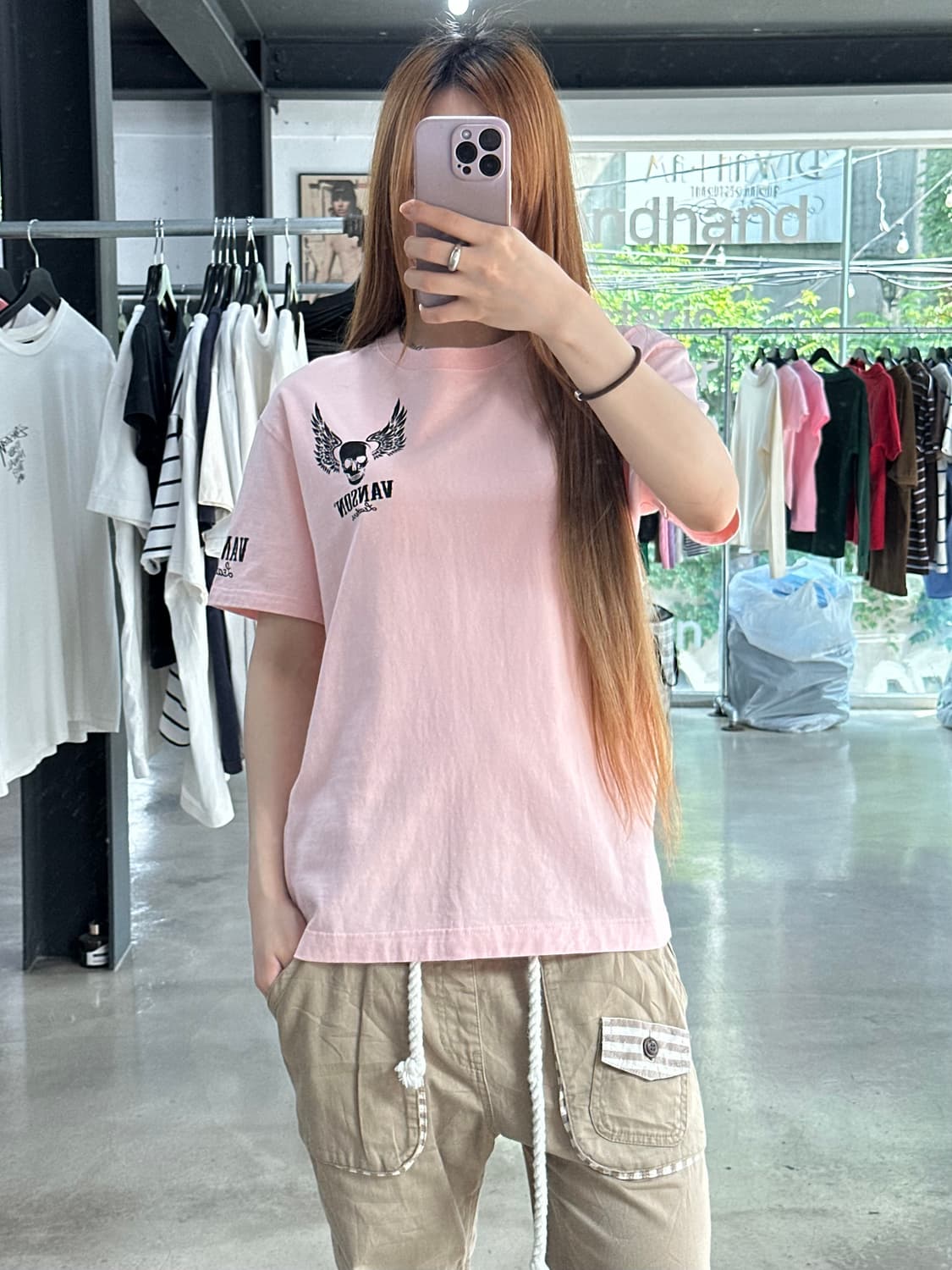 벤슨 베이비핑크 스컬 윙 반팔티 상품이미지2