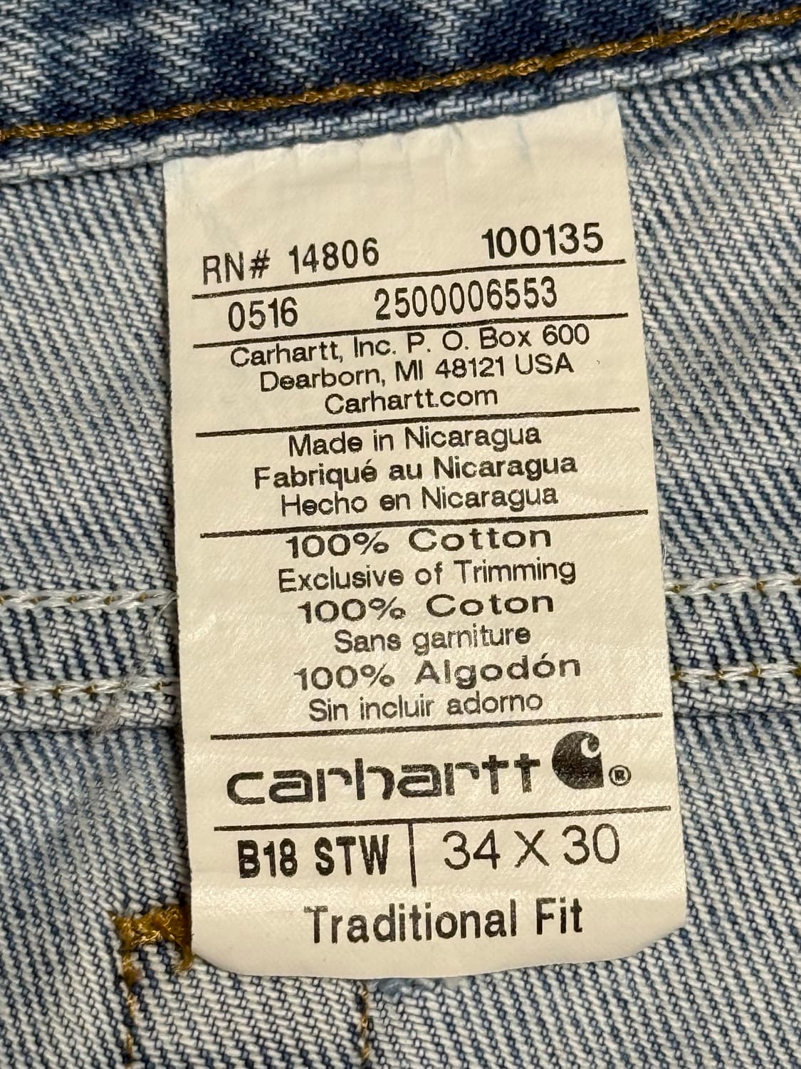 칼하트 B18 데님팬츠 00s 빈티지 Carhartt [34] 상품이미지7
