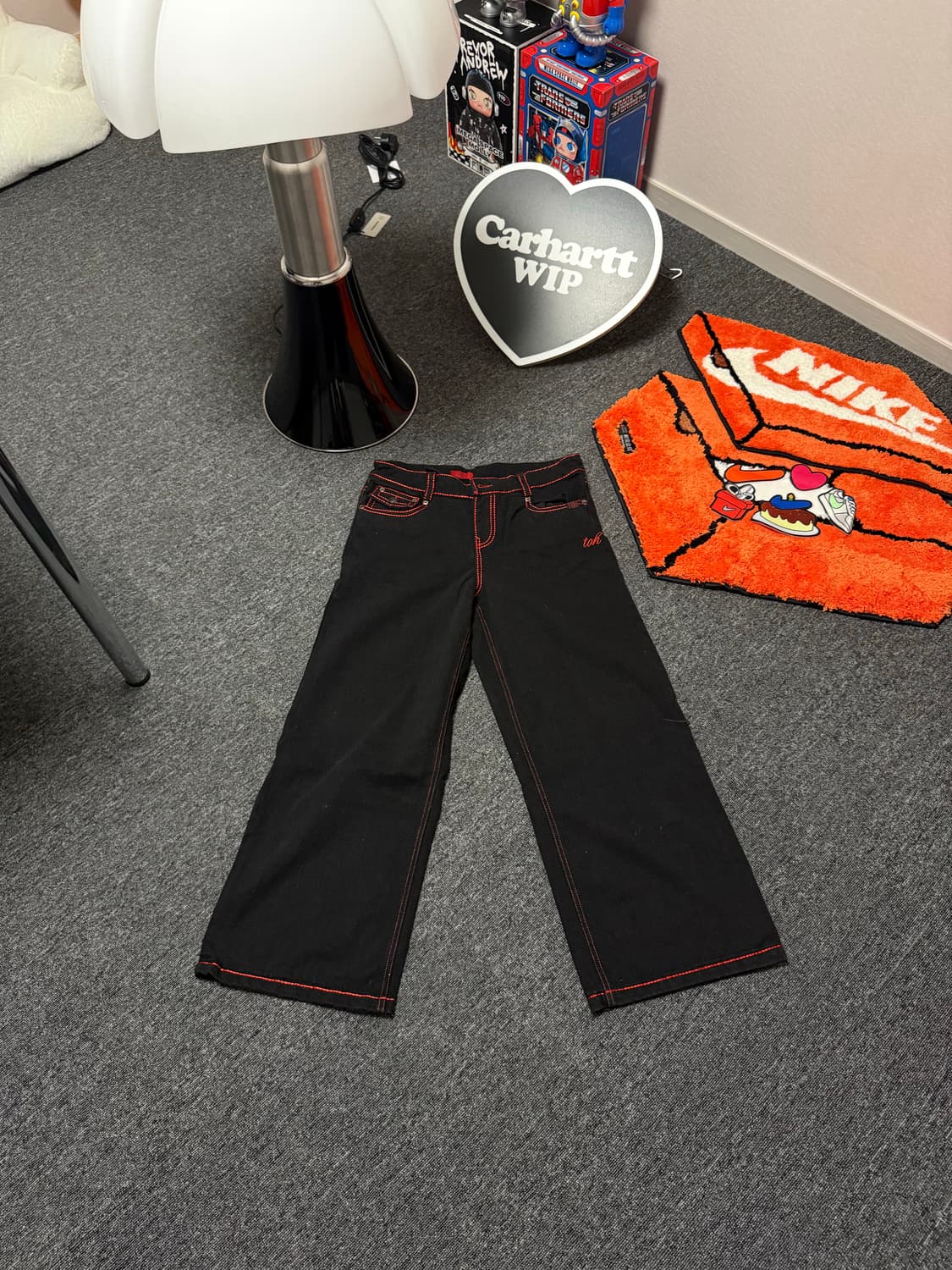 [ONE SIZE] Toh 체리 스티치 로우 라이즈 데님 팬츠 상품이미지1