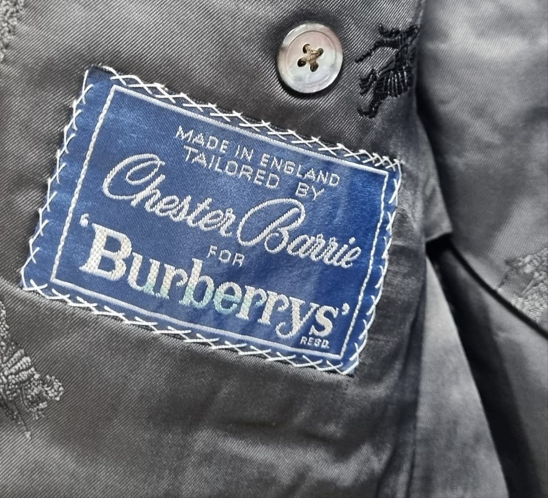 L (100) 버버리 빈티지 그레이 체크 울 블레이저 정장자켓 상품이미지3