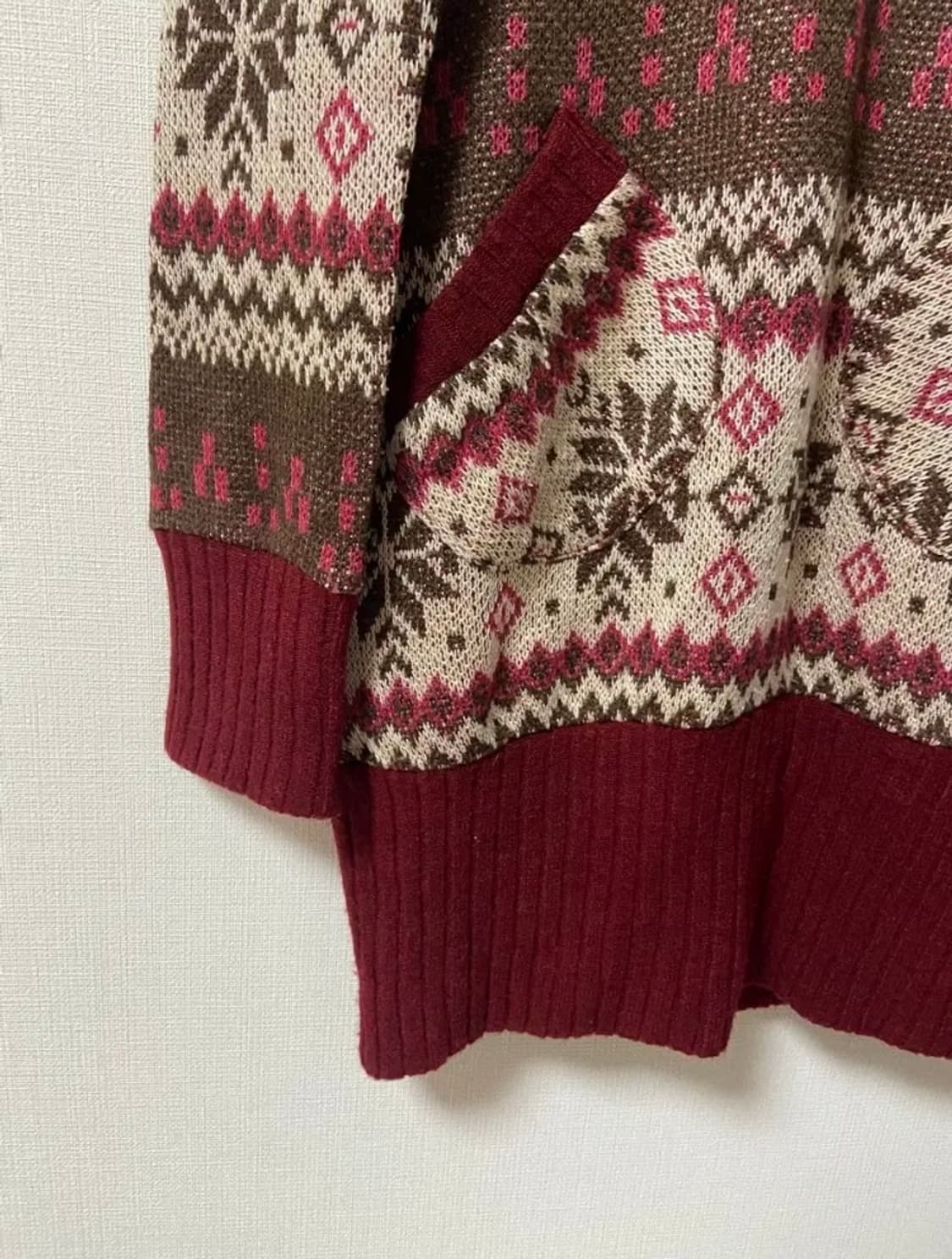 일본 빈티지 라떼히메오네갸루 모리걸 보헤미안 니트 후드티 상품이미지4