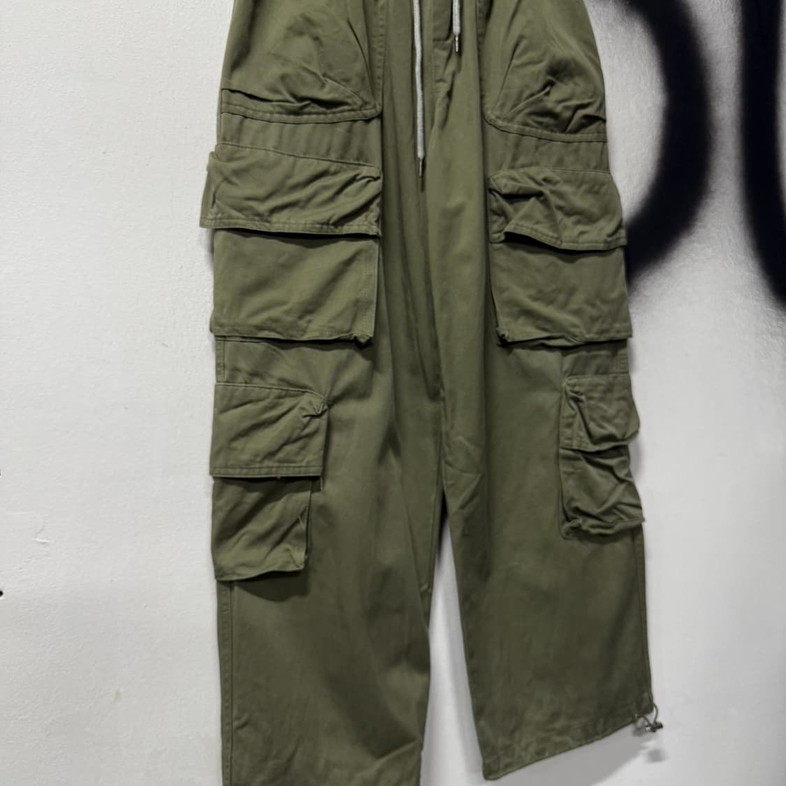 VTG 빈티지 멀티포켓 밴딩 와이드 카고 팬츠 카키 상품이미지4