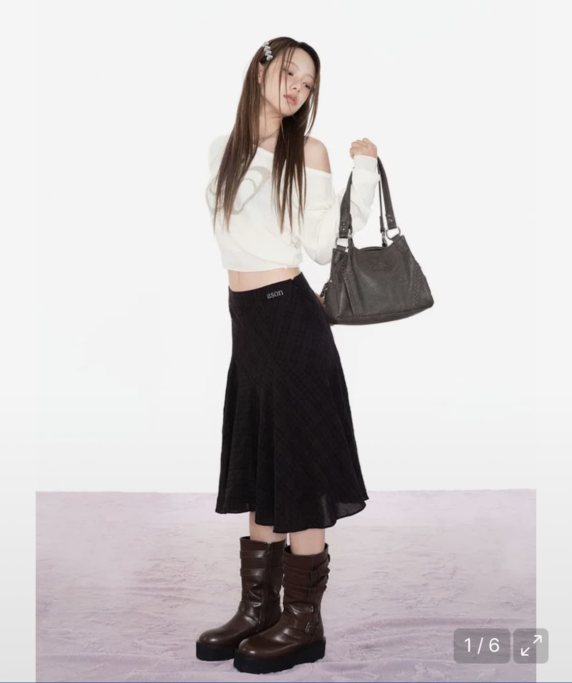 애즈온 런던 체크 미디스커트 상품이미지2