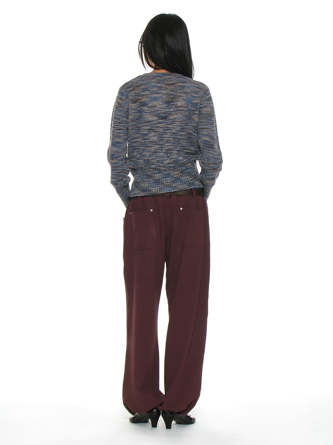 파르티멘토 우먼 와이드 립 버튼 니트 가디건 믹스 네이비 M 상품이미지3