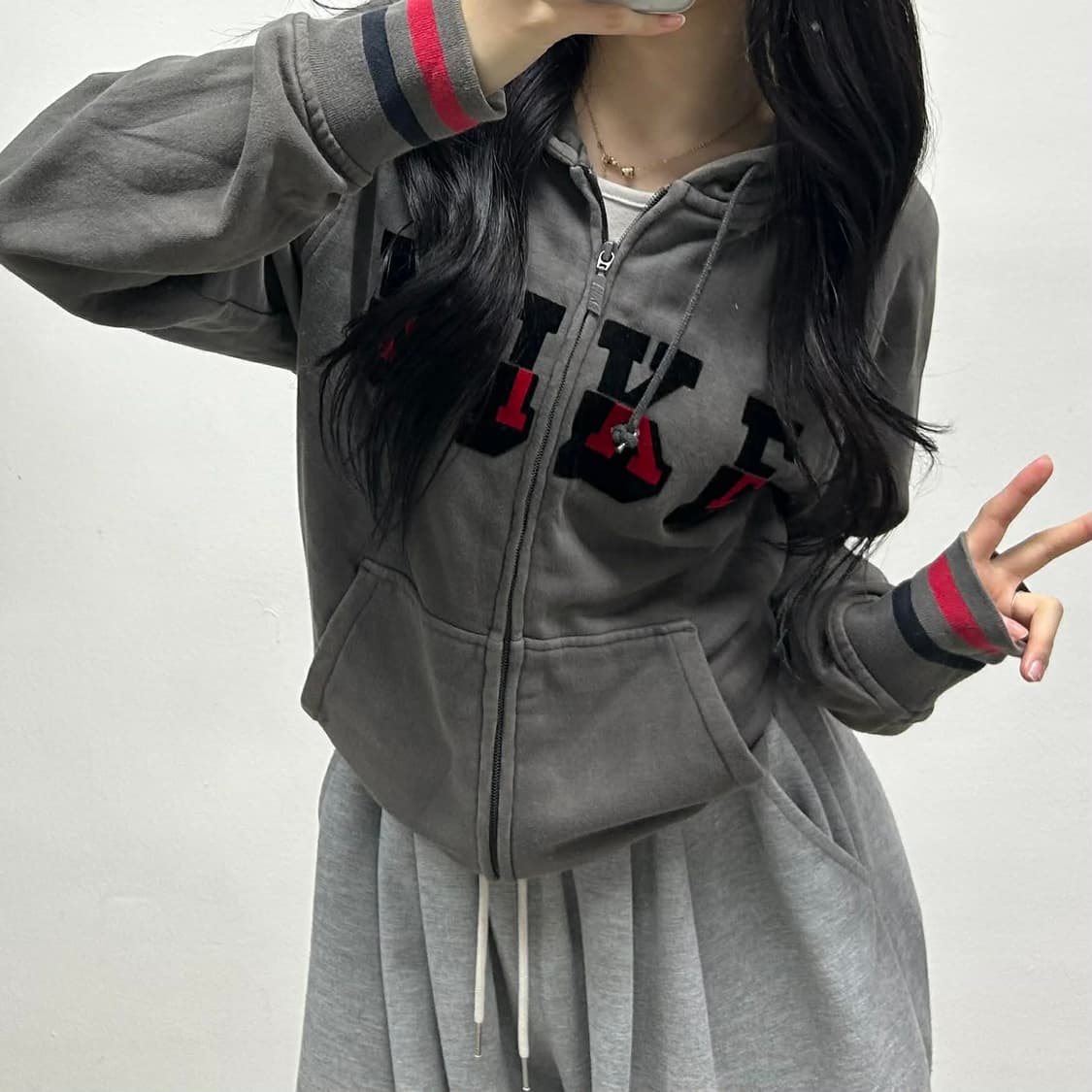 나이키 00s 아치로고 스웻 후드집업 희귀져지(L) 상품이미지1