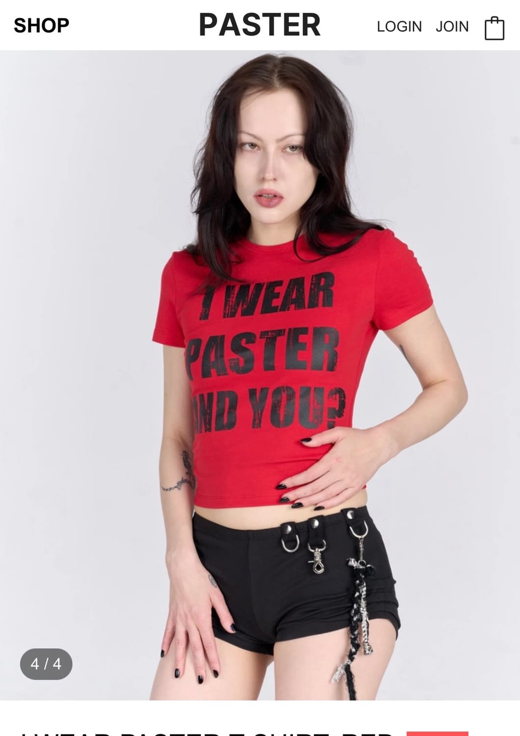 paster I WEAR PASTER T-SHIRT, RED 딱붙반팔 상품이미지2