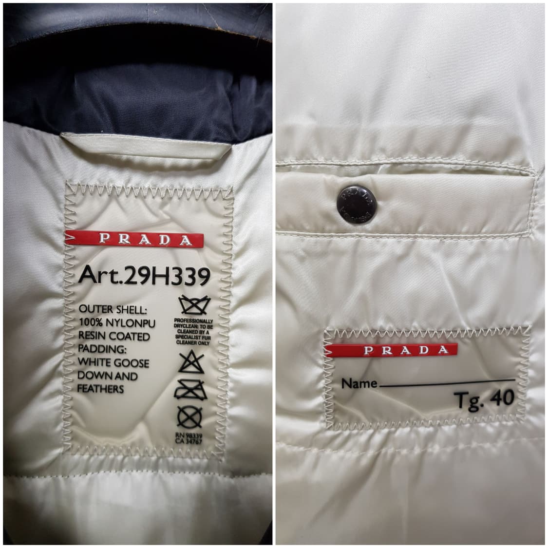 [40/55/정품] 프라다 폭스퍼 삼각로고 구스패딩 상품이미지8