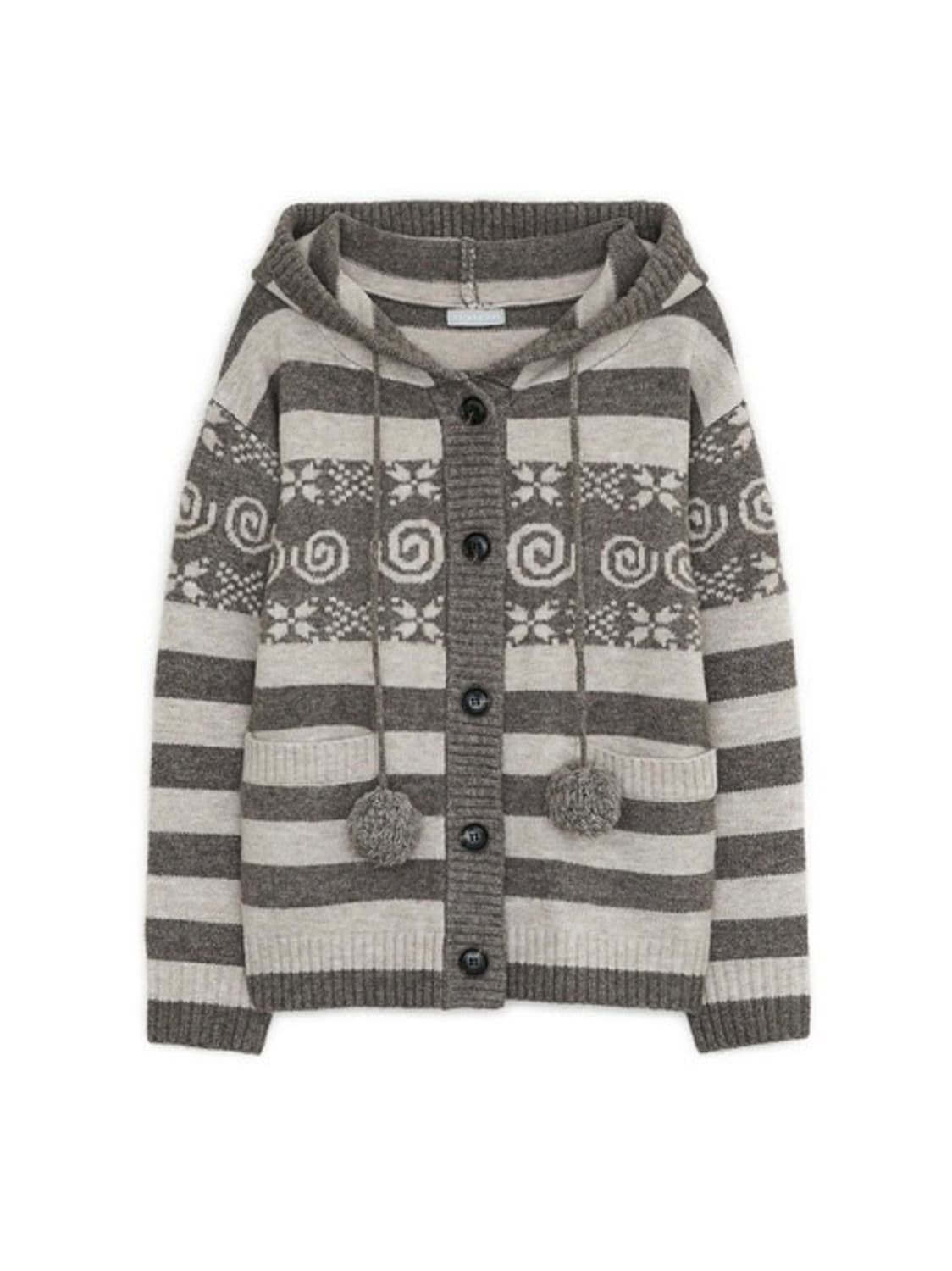 허그유어스킨 엔젤 윙 후드 폼폼 가디건 브라운 상품이미지1