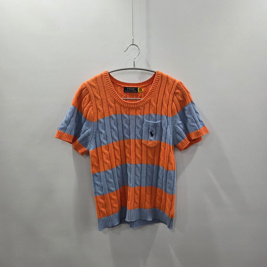 폴로랄프로렌 스타일 우먼 스트라이프 케이블 반팔니트  상품이미지1