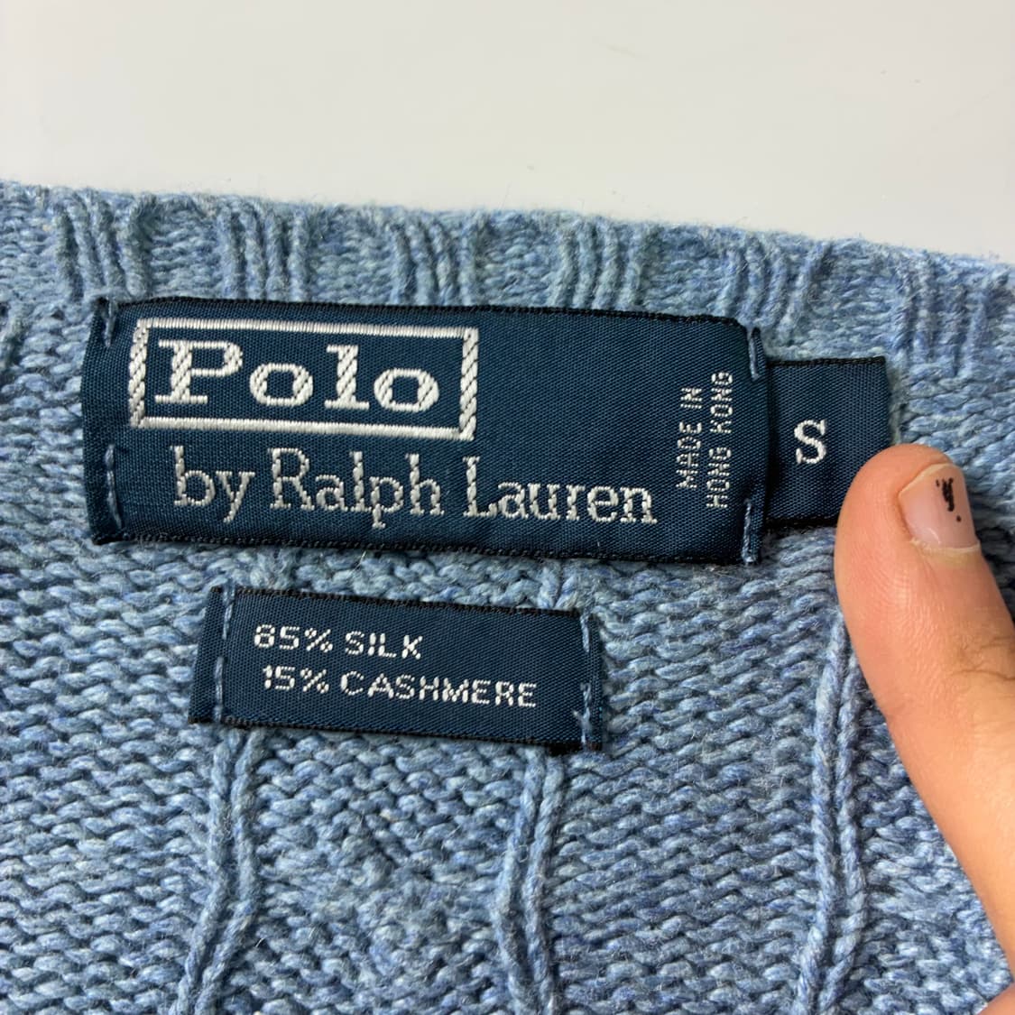 Polo  폴로 랄프로렌 자수 실크캐시미어 소라 꽈배기 니트  상품이미지5