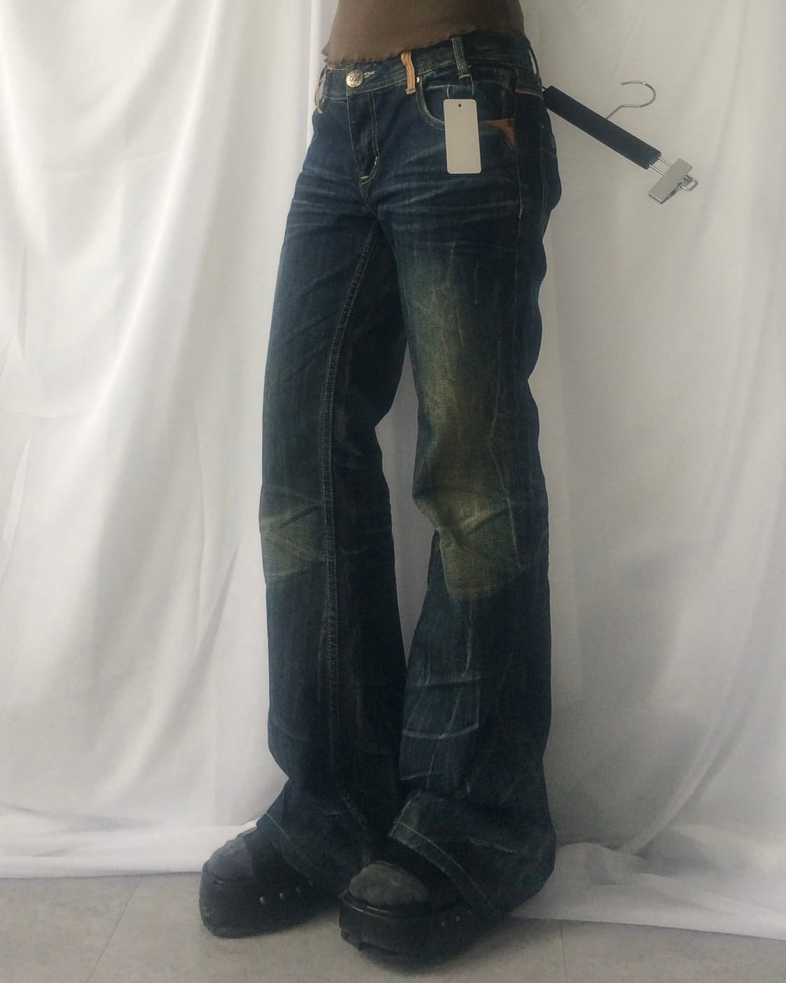 Back pocket button point washing denim p 상품이미지9