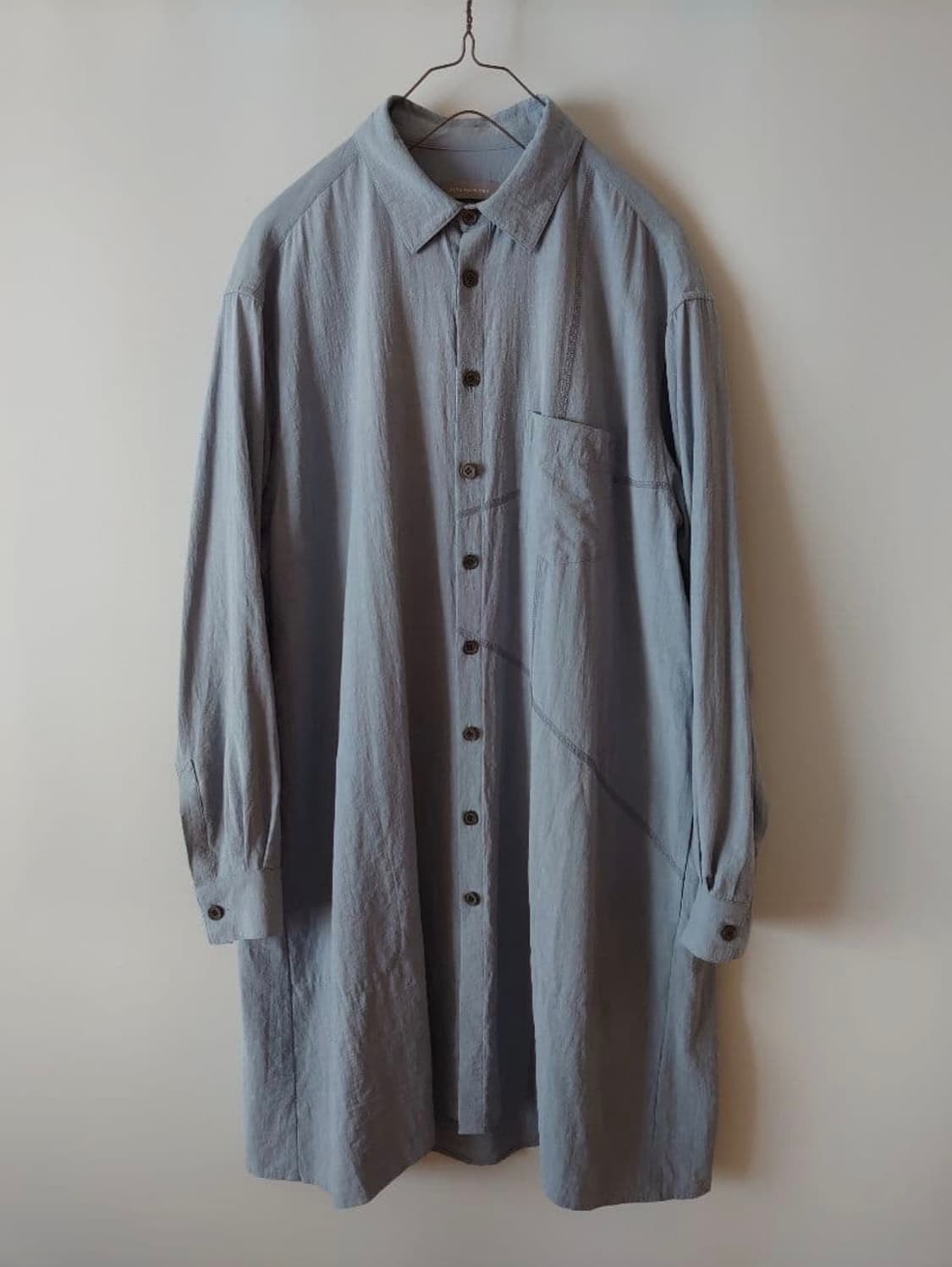 YUTAMATSUOKA noil silk broad long shirt 상품이미지4
