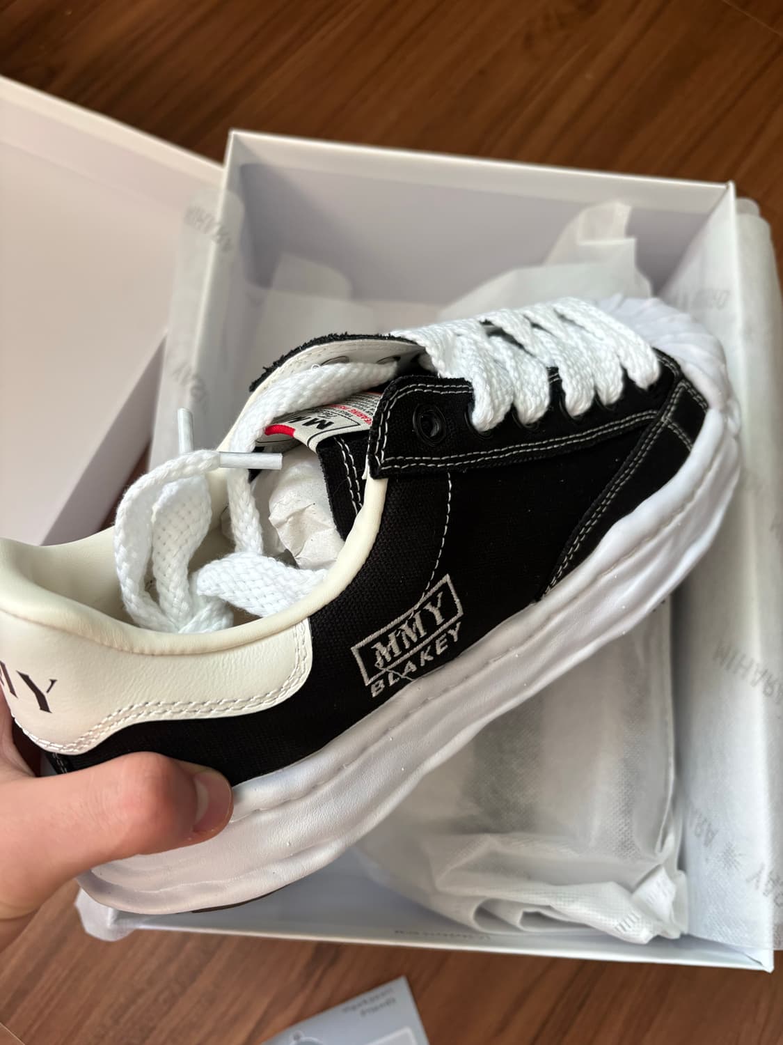 메종 미하라 야스히로 블레이키 OG 솔 캔버스 로우탑 스니커즈 블랙 42 상품이미지4