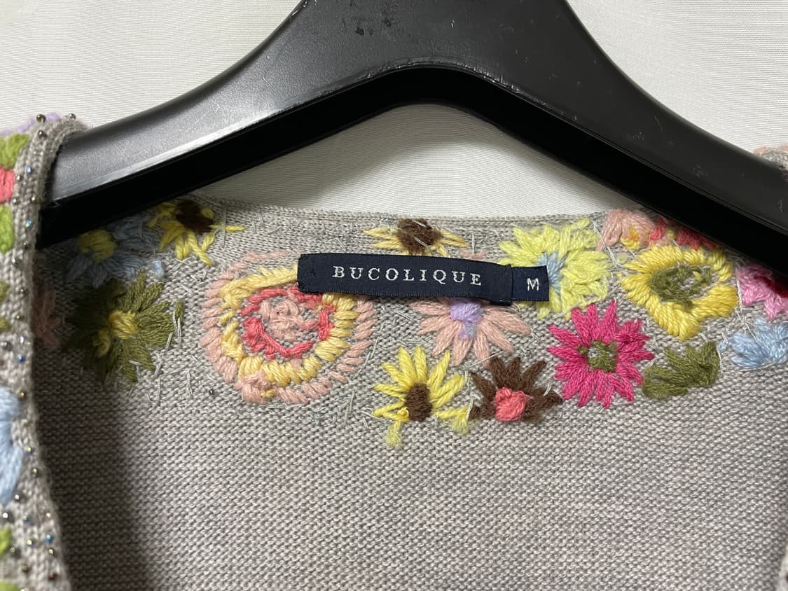 비꼴리끄 울 플라워 자수 비즈 모리걸 브이넥 롱 가디건 _ 그레이M 상품이미지9