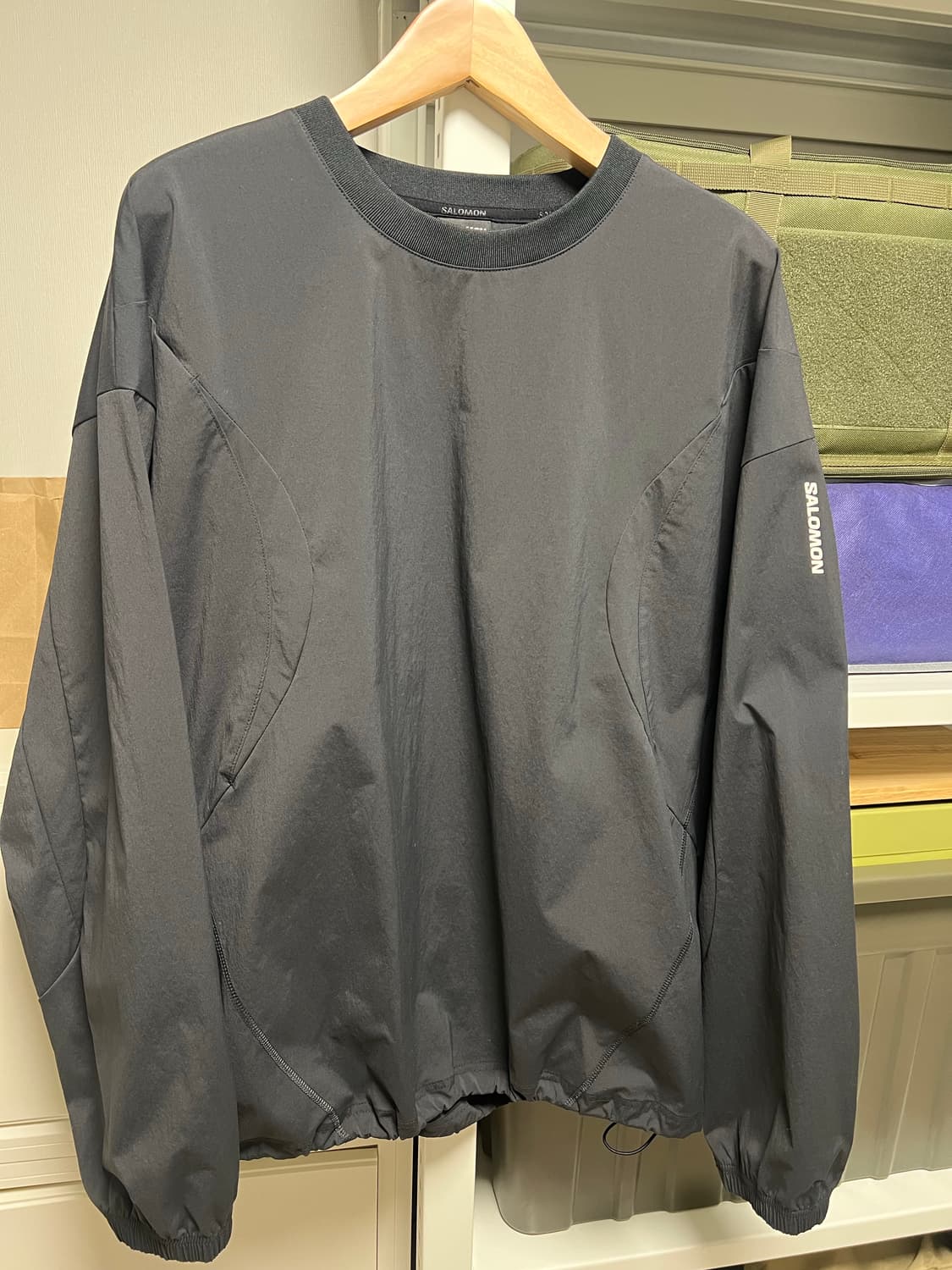 새상품.XXL) 살로몬 uni 슬레이트 우븐풀오버(블랙) 상품이미지1