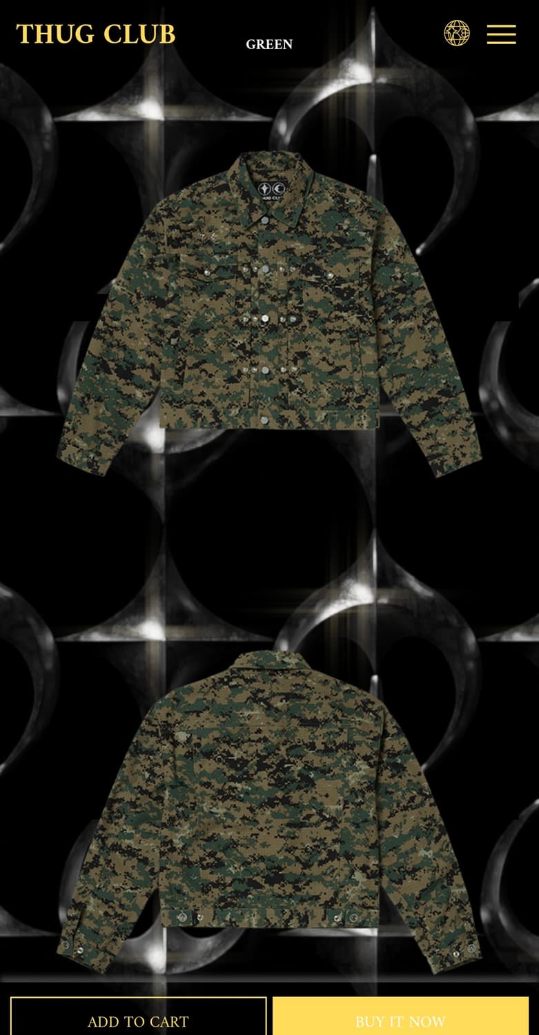 (새상품)떠그클럽 Thug Club TC 아미 카모 자켓 상품이미지4
