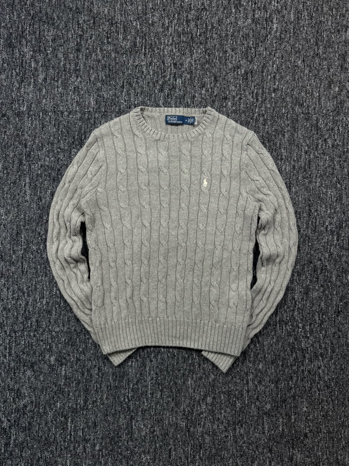 폴로 QR 그레이 꽈배기 니트 상품이미지3