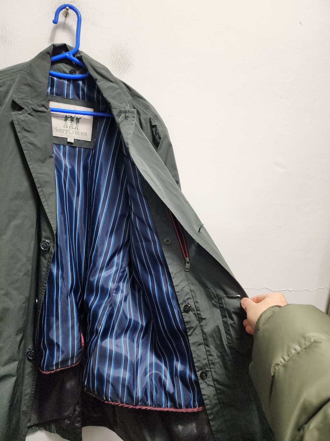 (내피포함) 헨리코튼 아메카지 카키색 트렌치코트  상품이미지6