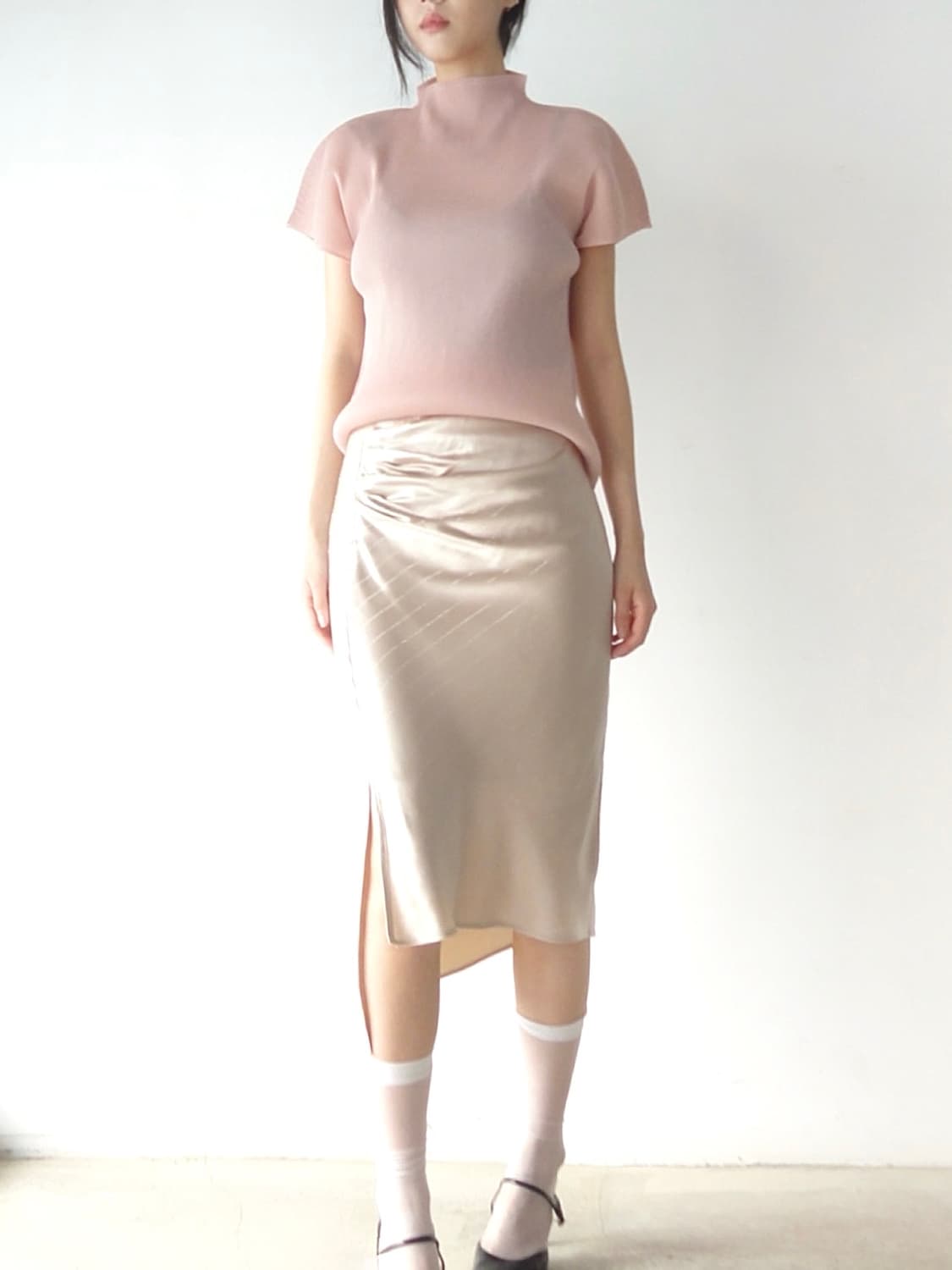 Basic high neck pleats top 상품이미지5