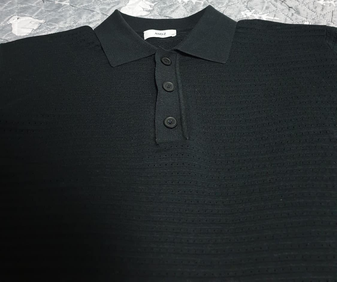 앤드지 ANDZ 카라 니트 반팔티셔츠 블랙 (105) 상품이미지2
