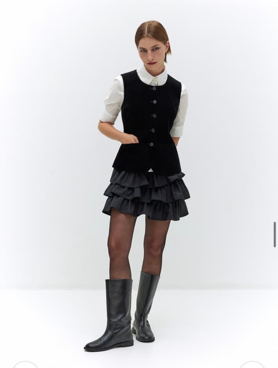 HOURGLASS TWILL VEST (BLACK) 상품이미지1