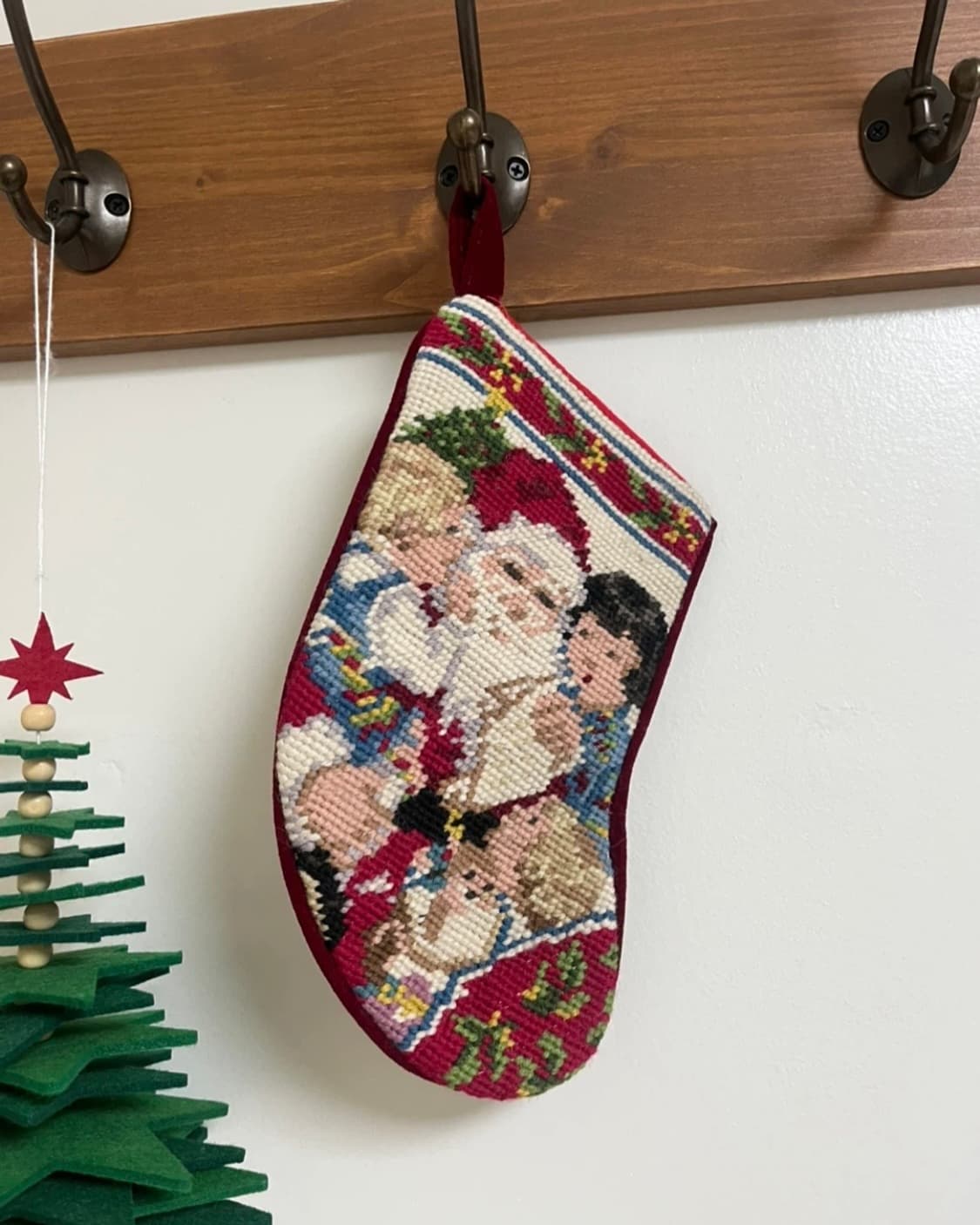 크리스마스 산타크로스 자수 벨벳 양말 선물 주머니 상품이미지1