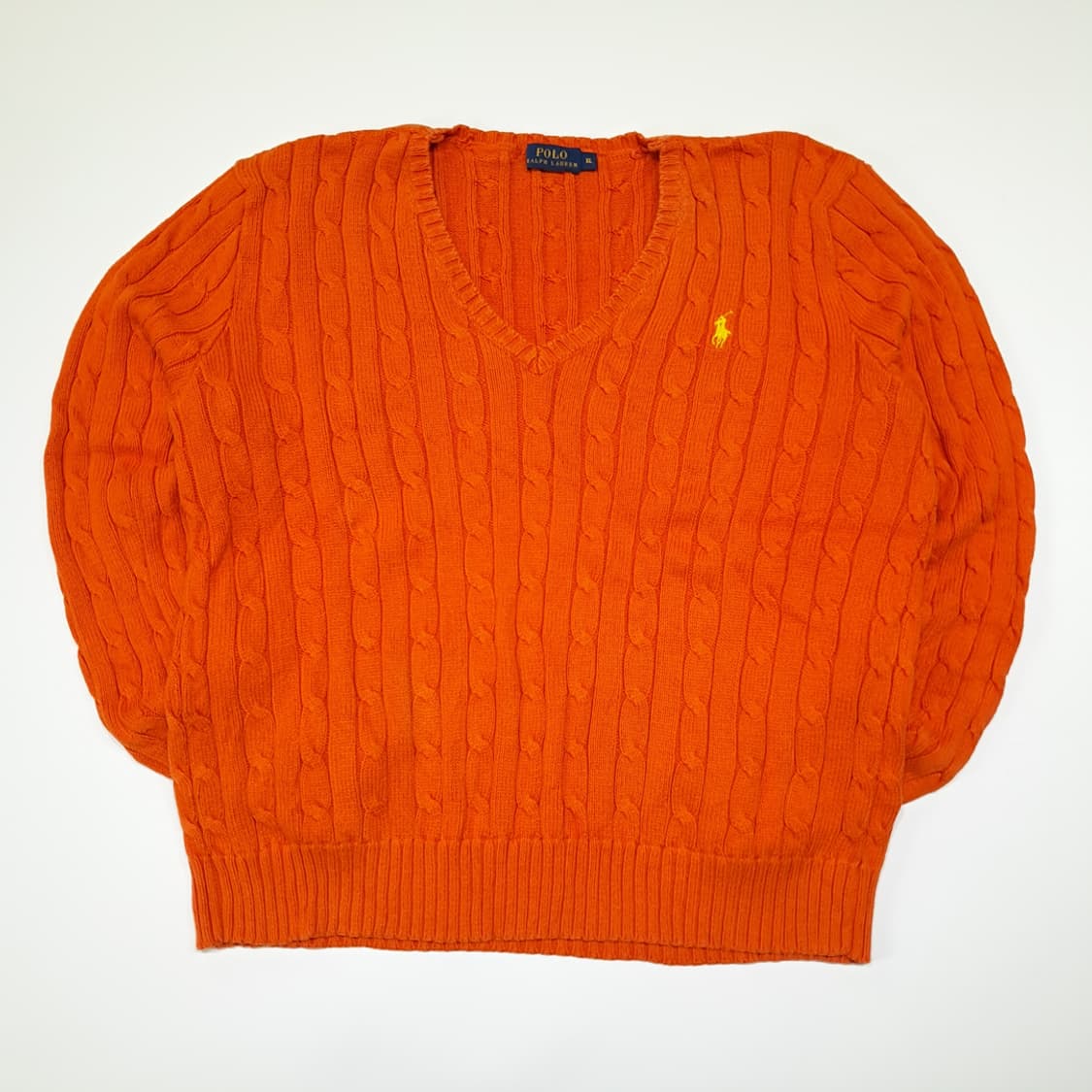 CL347 XL 폴로 00s 코튼 케이블 브이넥 오렌지 니트 스웨터 상품이미지1