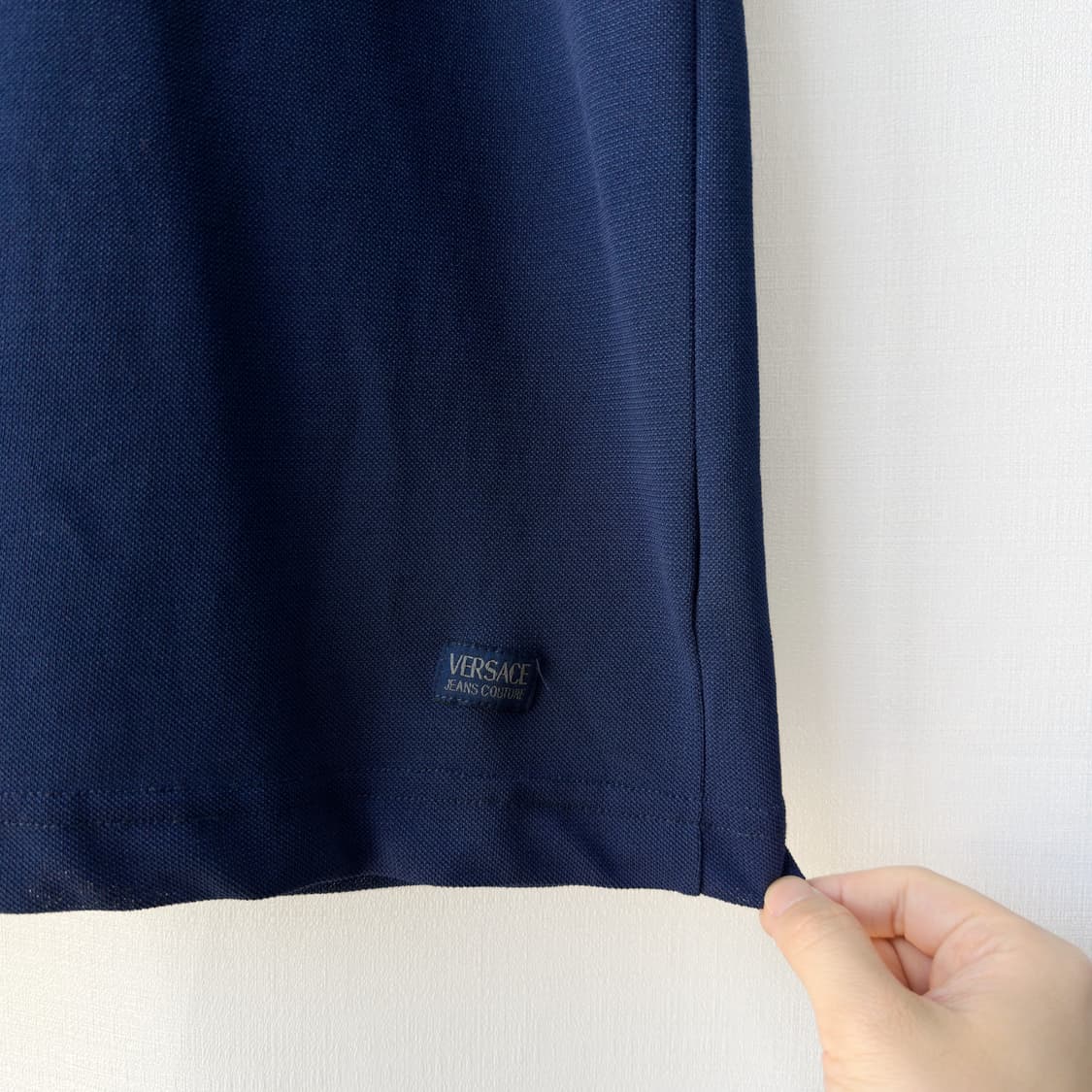 올드 베르사체 진스 쿠튀르 오픈 카라 반팔 티셔츠 네이비 L 상품이미지4