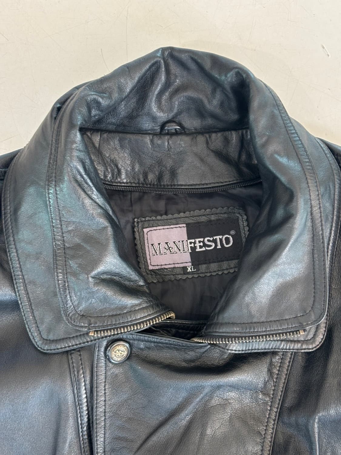 Vintage manifesto Leather Jacket 상품이미지4
