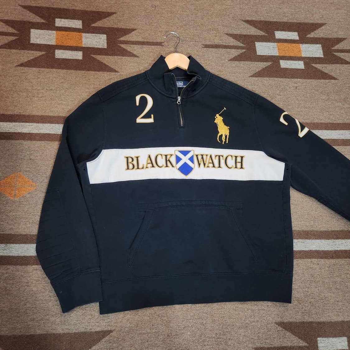폴로랄프로렌 치프키프 블랙와치 스웻 반집업 XXL 상품이미지1