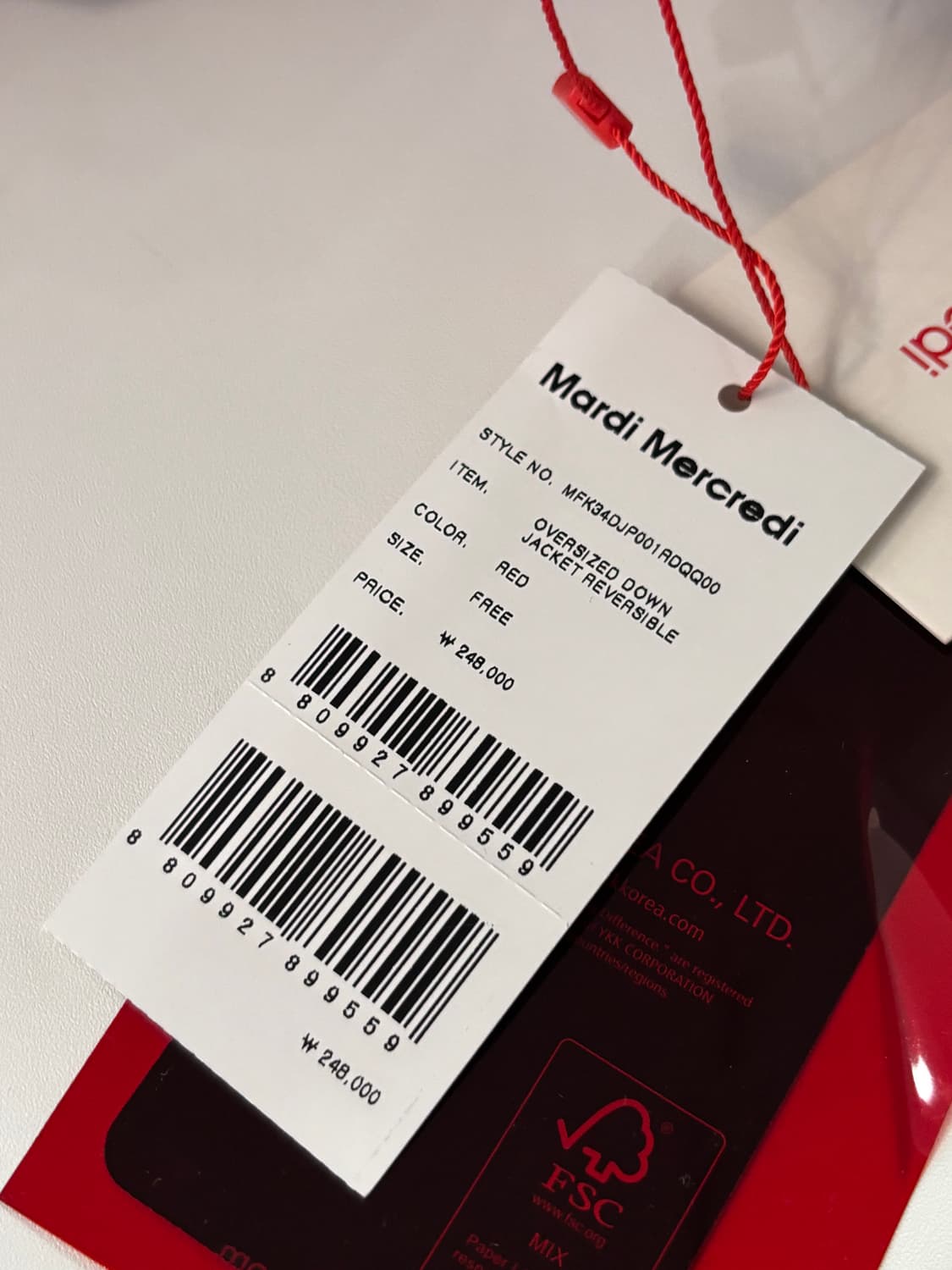 *새상품* Mardi 마르디 메크르디 레오파드 레드컬러 리버시블 다운 패 상품이미지7