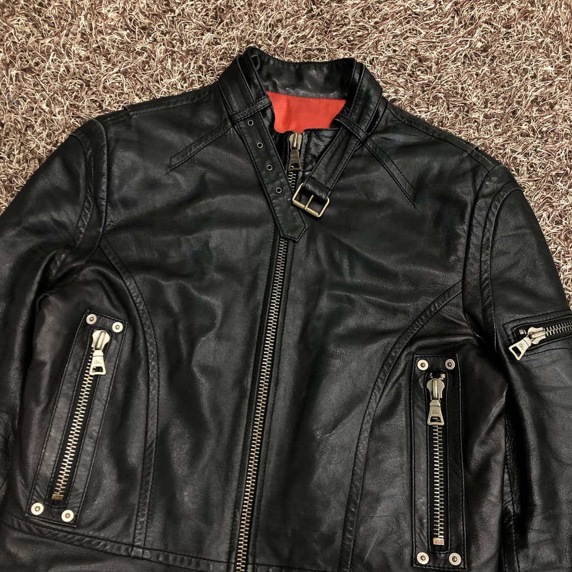 크리스찬 라크르와 양가죽 라이더 레더 가죽 바이커 자켓 상품이미지2