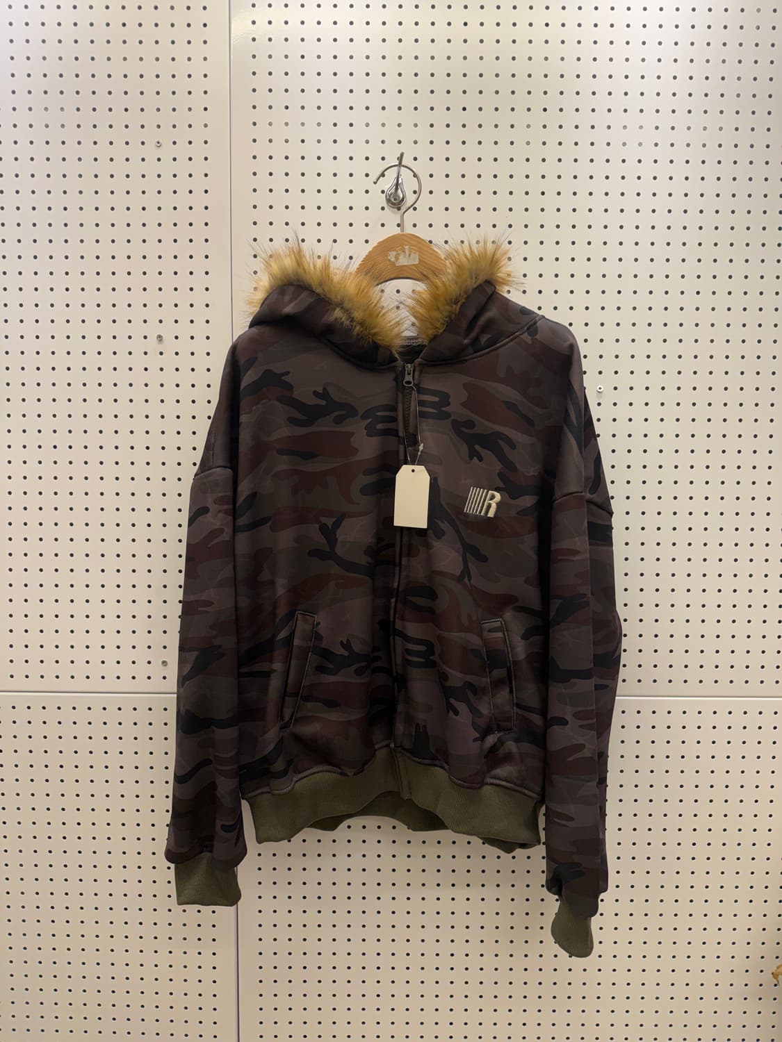 브라운 카모 퍼 후드 집업 U231 상품이미지2