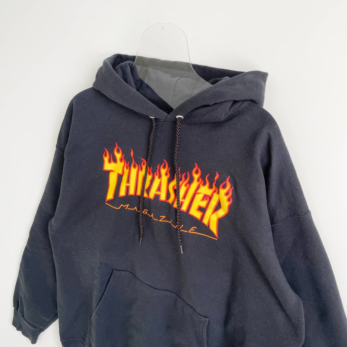 F2 트레셔 기모 플레임 로고 블랙 후디 L사이즈 상품이미지2