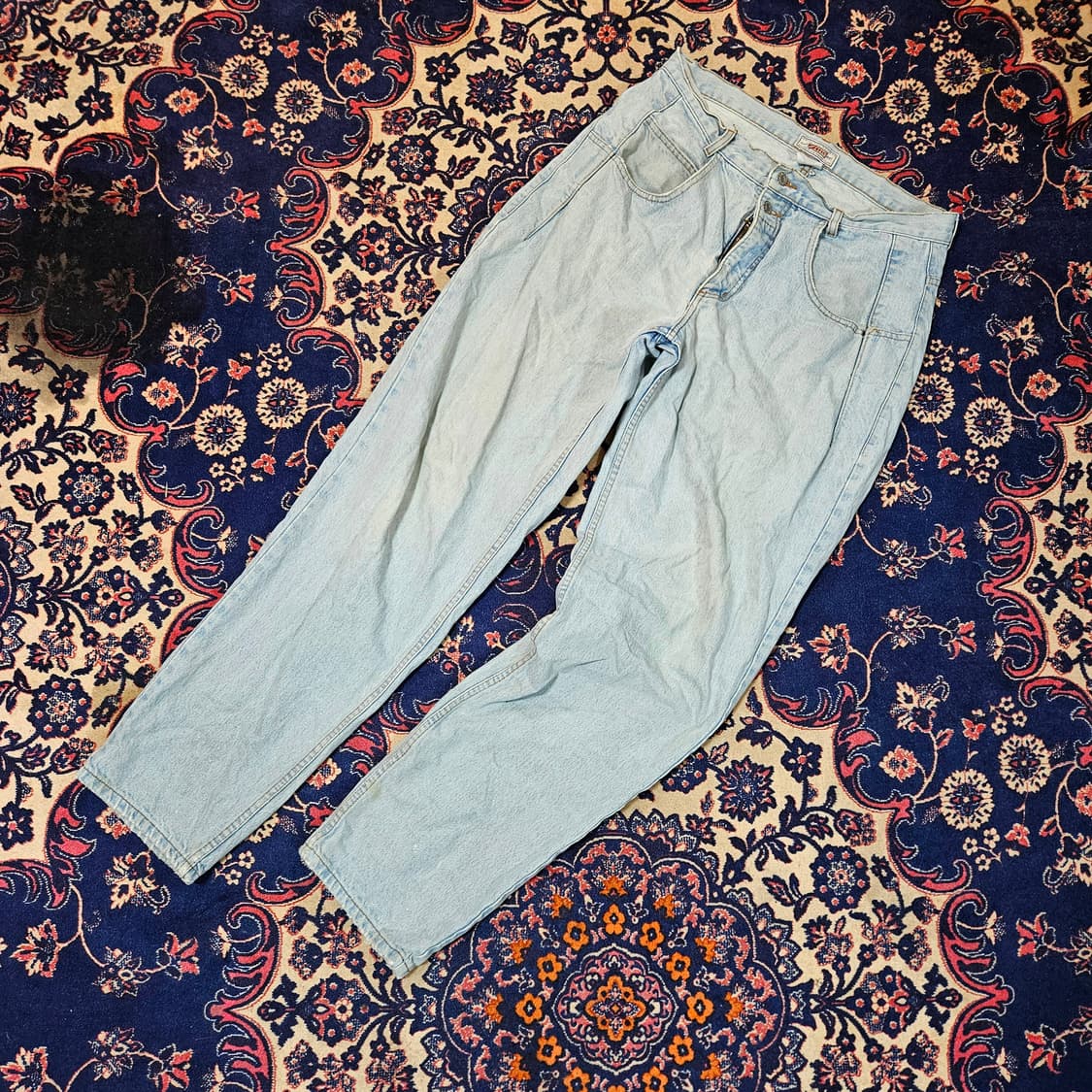 게스(GUESS) 80's 빈티지 투버튼 루즈핏 테이퍼드 데님팬츠 34 상품이미지1