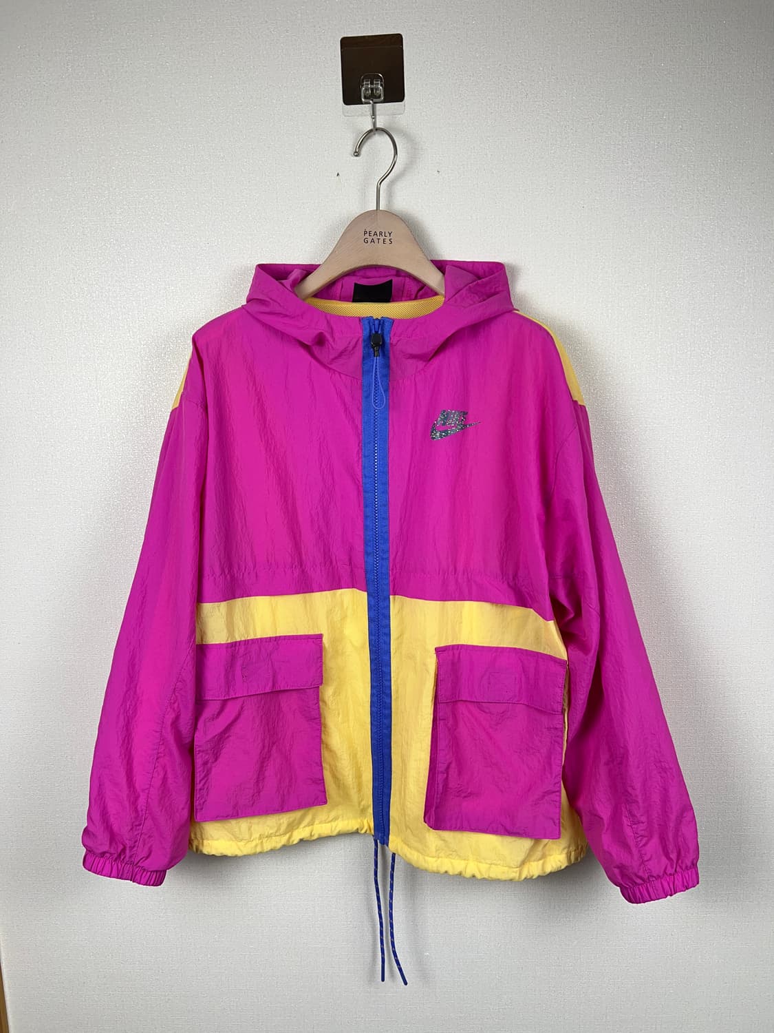 나이키 여성 아이콘크러쉬 우븐 재킷 핑크/옐로우 M 상품이미지4