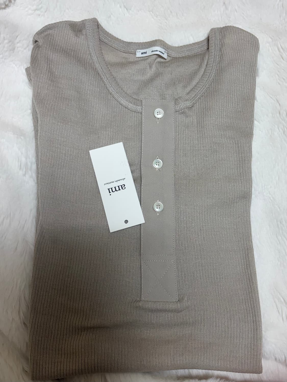 AMI 코튼 저지 헨리넥 티셔츠 베이지 / XXL 상품이미지7