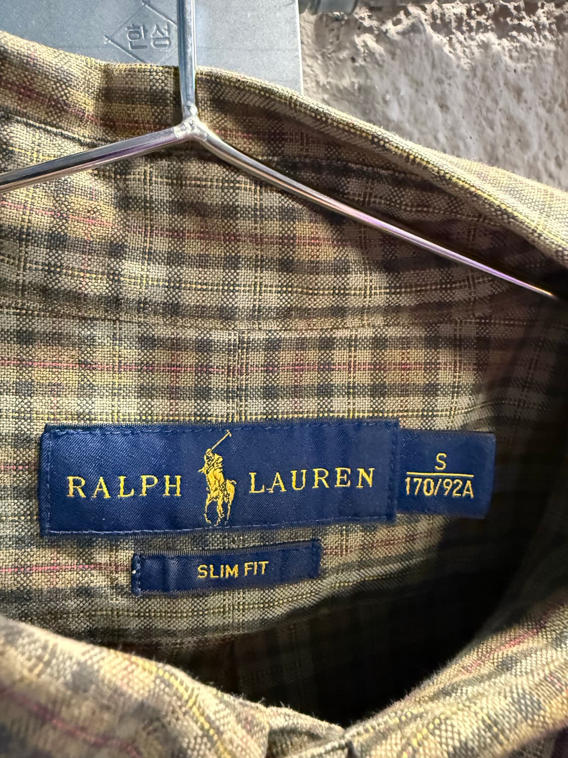 폴로 랄프로렌 슬림핏 체크 셔츠 카키 S 상품이미지5