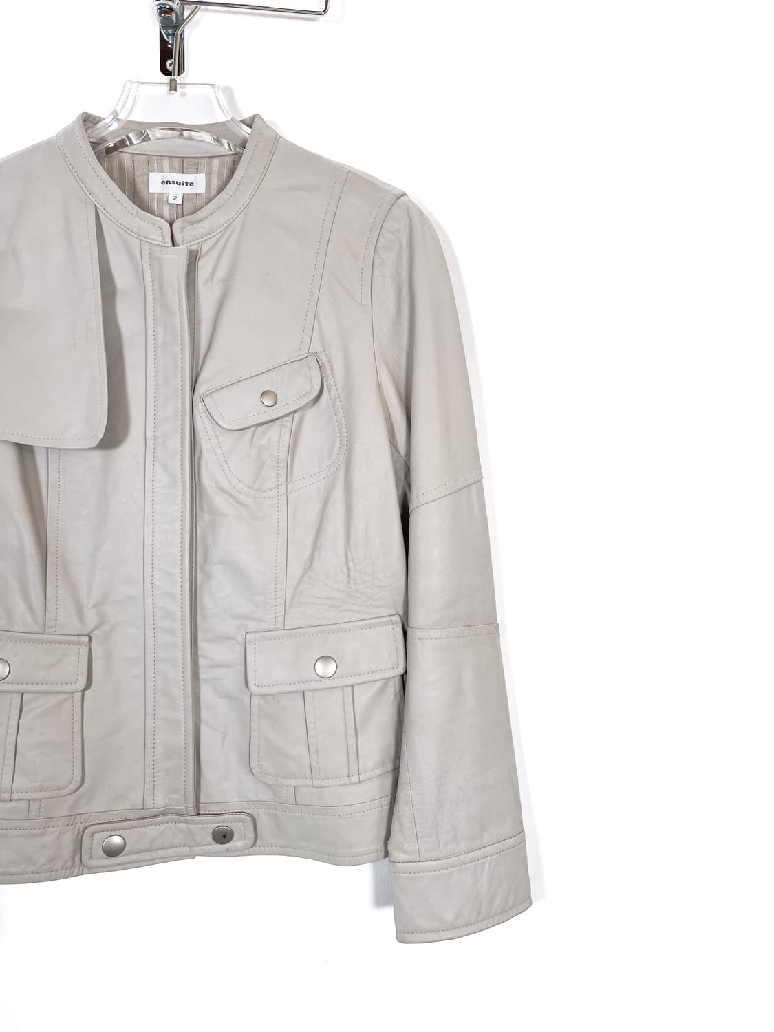 빈티지 화이트 레더 자켓 상품이미지6