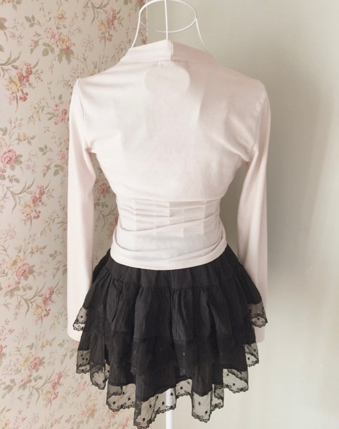 히메갸루🩵발레코어 러블리 리본 도트 레이스 프릴 캉캉 미니 스커트 상품이미지5