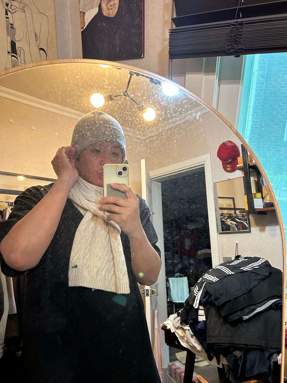 라코스테 아이보리  컬러 케이블 짜임 울 머플러  상품이미지5