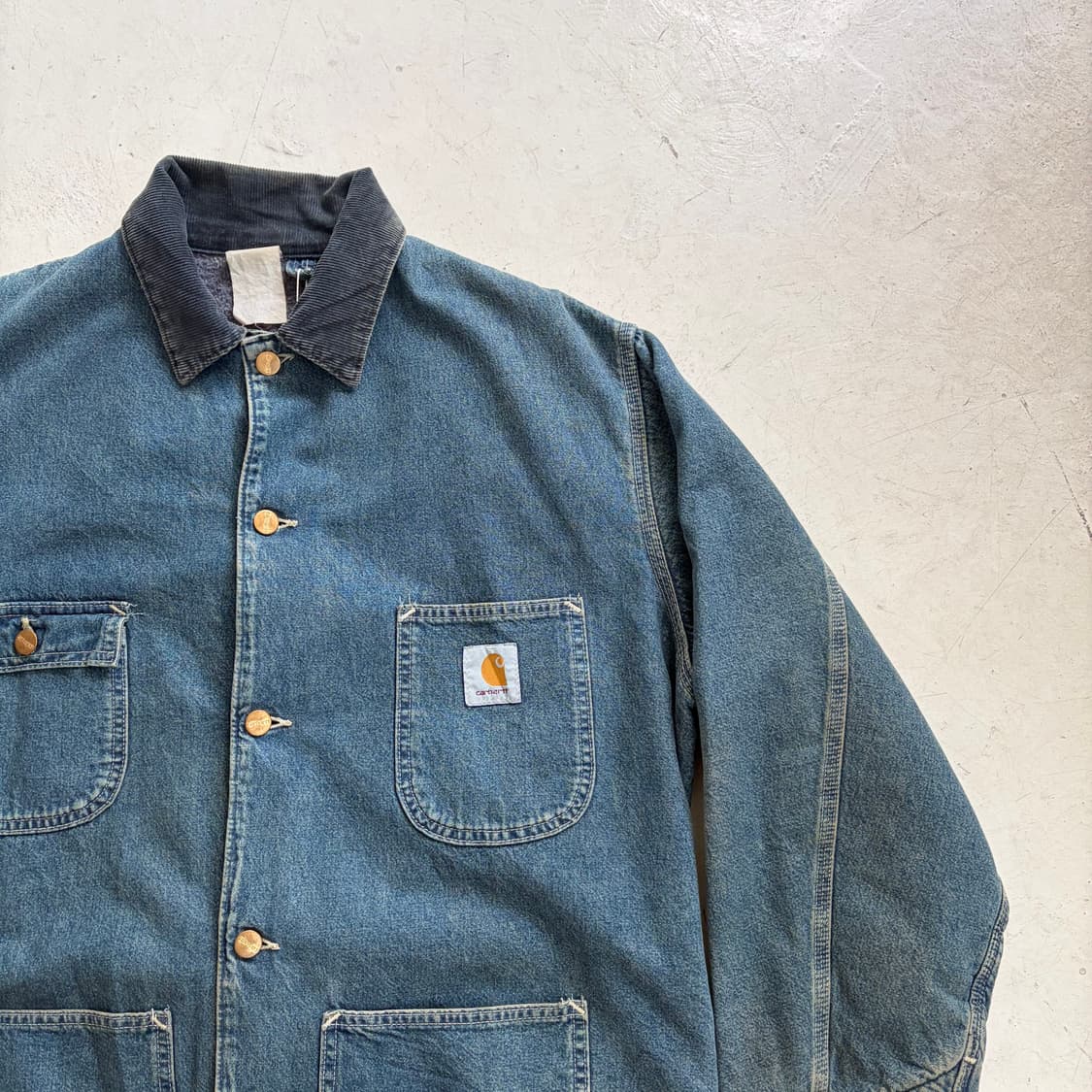 80s USA 칼하트 빈티지 블랭킷 데님 초어자켓 L 상품이미지2