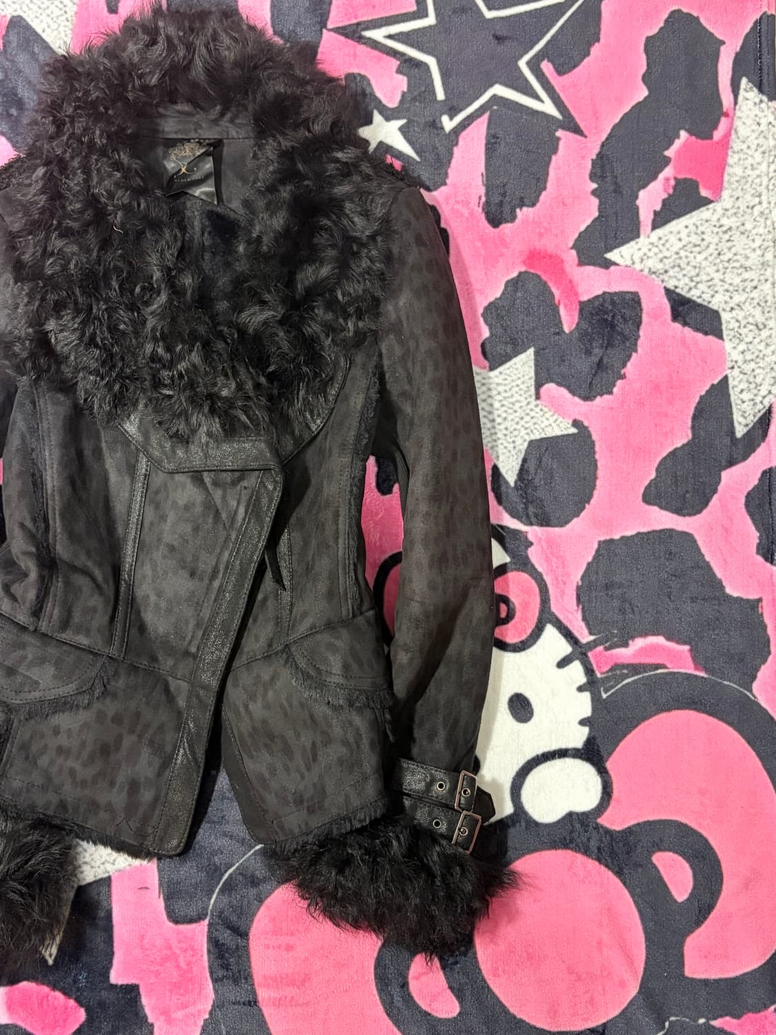 Onegyaru Y2K Leopard fur jacket  상품이미지10